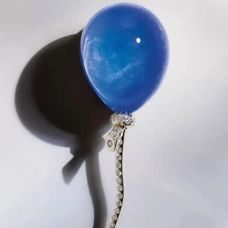 `Luxury Blue Enamel Balloon Stud Earrings Paved Zircon Unique Design Women Daily Fashion Ear Jewelry`
