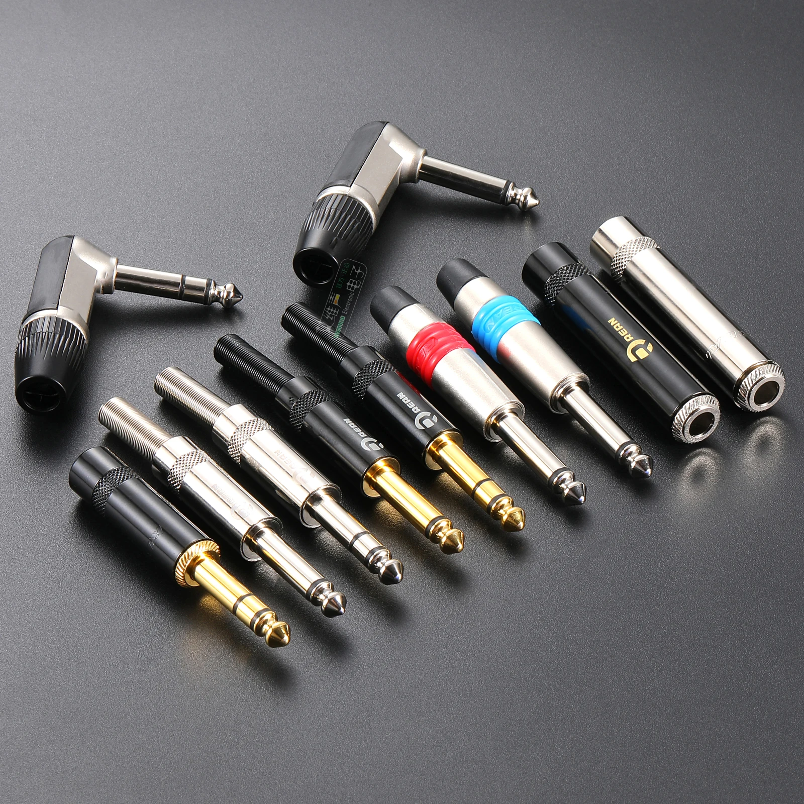 REAN 6,35mm TRS Stereo 3-Polig Vergoldeter 1/4'' TS Mono 2-Polig Stecker 6,5 Gerader Stecker für Instrumente, Gitarre, Bass, Mikrofon – Detail 2