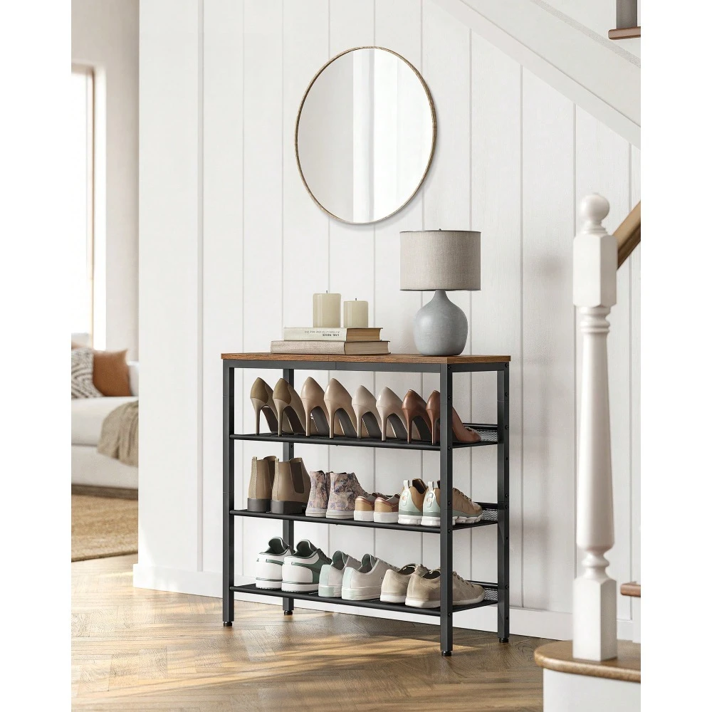

Shoe Rack, 4-Tier Shoe Storage With Shelves And Large Top, Adjustable Mesh Shelves, For Entryway, Hallway