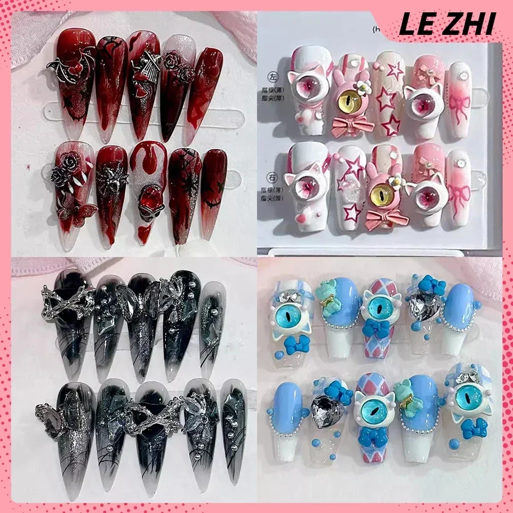 

Kawaii Hello Kitty Mymelody Pink Nude Nail Art Gothic Reusable Full Cover Stiletto Long Coffin Nail Tip Birthday Party Gift