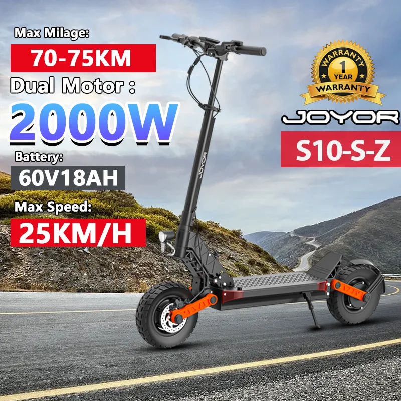 

JOYOR S10-S-Z Electric Scooter 2000W Dual Motor 60V18AH Battery E-Scooter Dual Hydraulic Brakes 10-inch Tires Scooters Electric