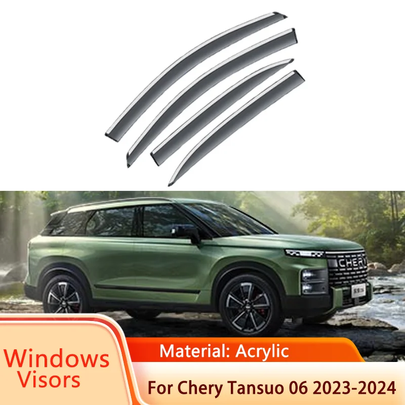 for Chery Tansuo Explore 06 Jaecoo J7 2023 2024 4x Car Window Visor Awnings Sun Rain Deflector Shelters Shades Guard Accessories