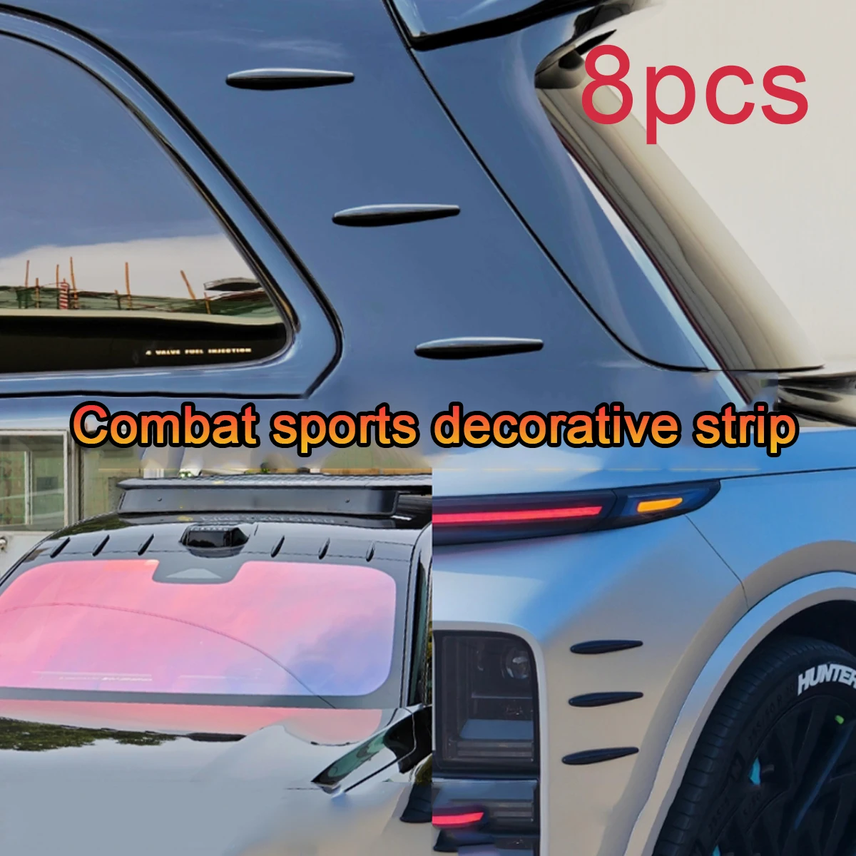 8 قطع من زخارف السيارة الخارجية، زخرفة سبويلر صغيرة معدلة للسيارة، شرائط زخرفية رياضية للسيارة، ملصقات تزيين السيارة