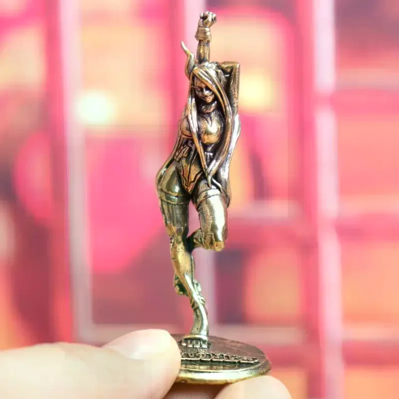 Vintage Brass Beautiful Lady Cat Statue Desk Ornament Office Bookshelf Artistic Home Decor