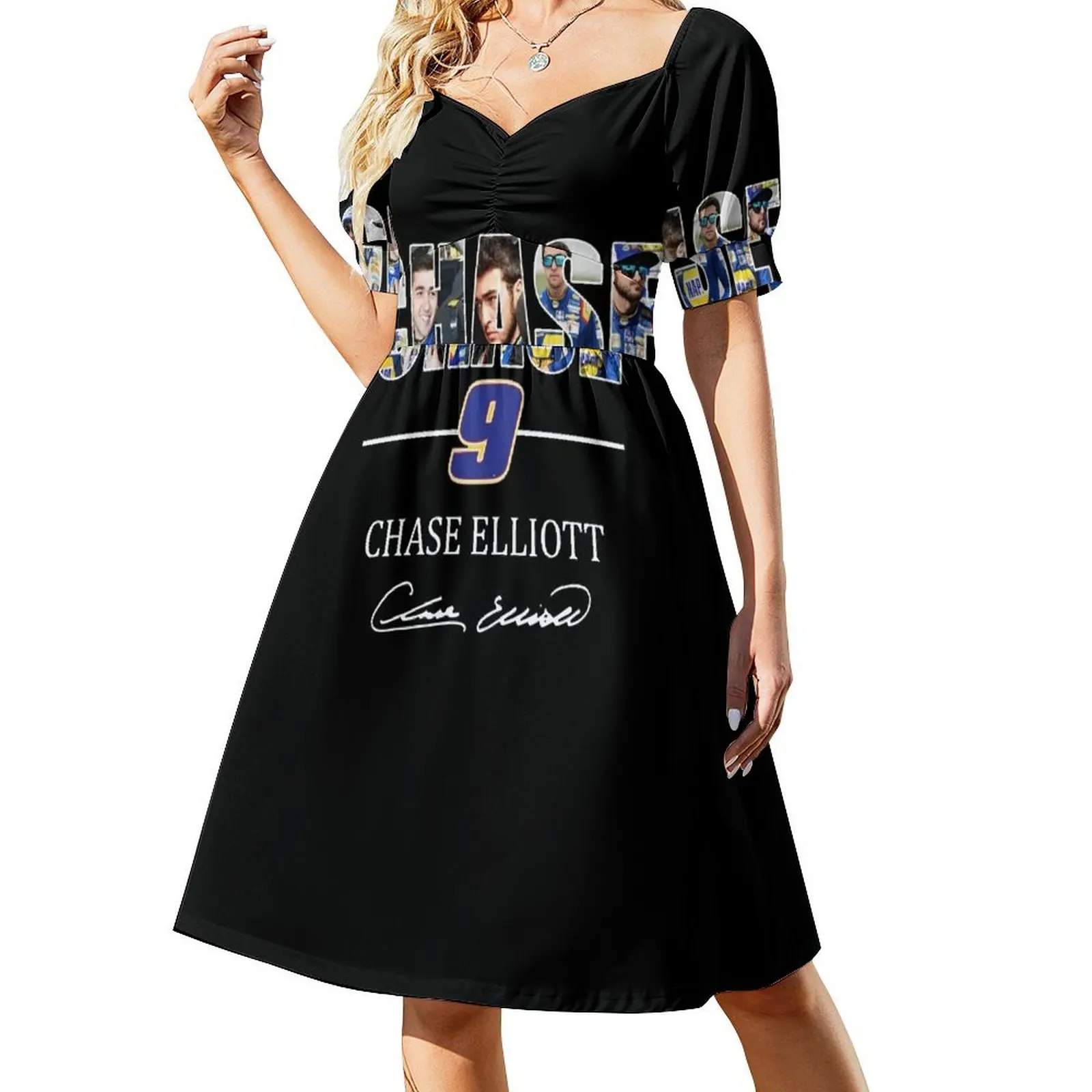 

Chase 9 Chase Elliott Signature Gifts For Fans, For Men and Women, Gift Christmas Day Short Sleeved Dress