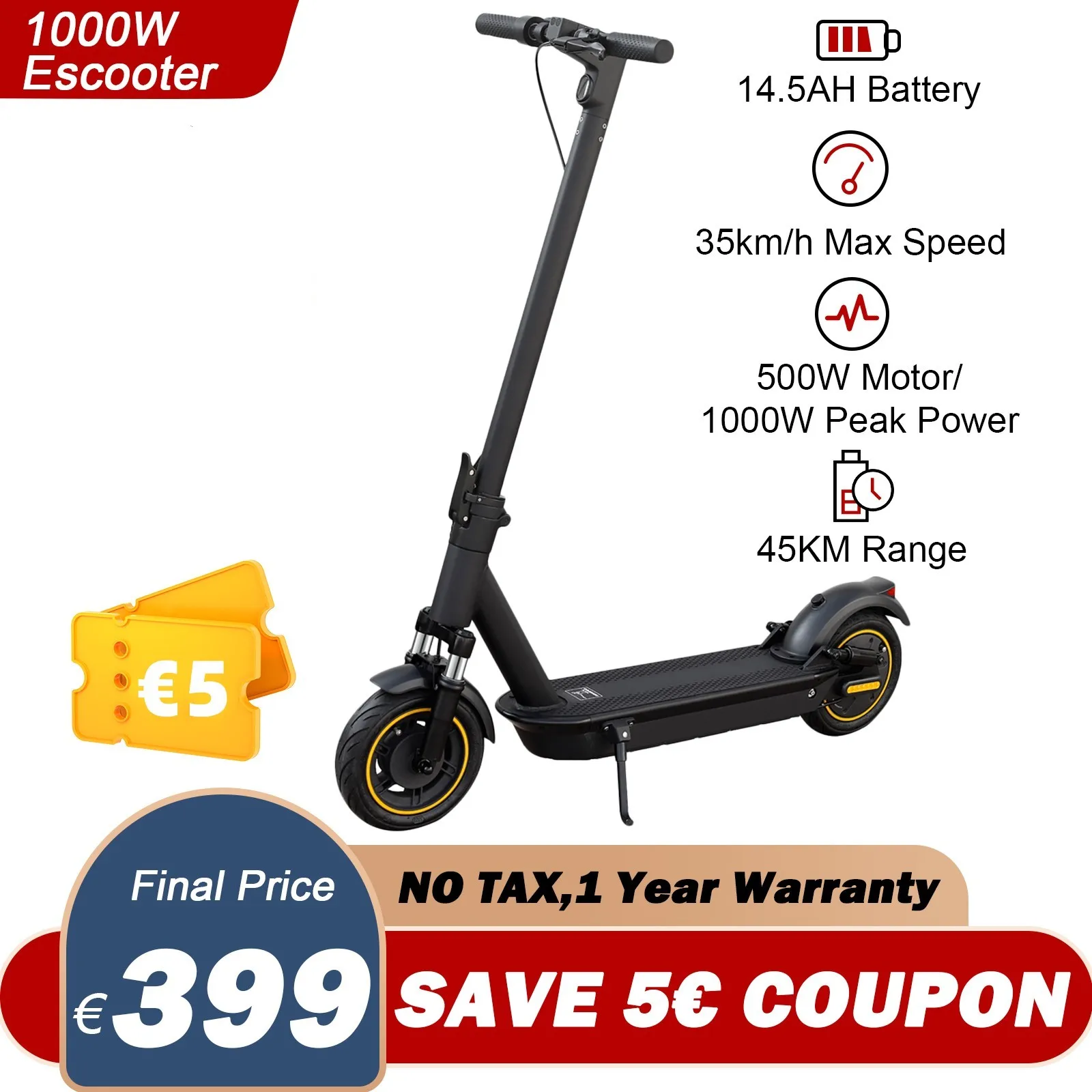 JUICEASE 14.5AH Electric Scooter 1000W Peak Power ESMAX AOVOPRO Smart Escooter 35KM/H Max Speed 10