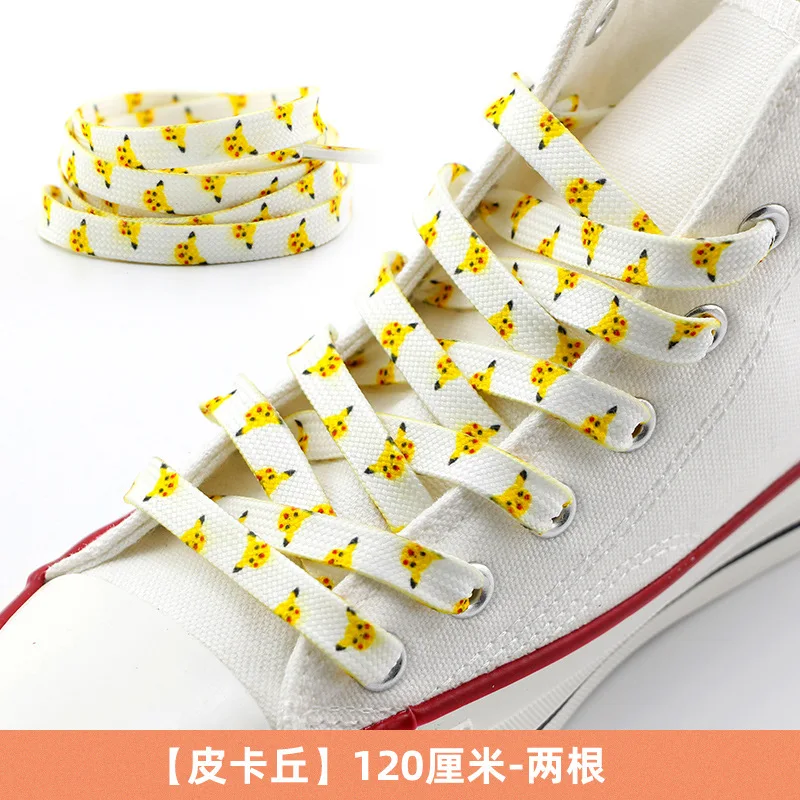 120cm Pokemon Shoelaces Anime Cartoon pikachu Charmander Accessory Printed Graffiti Suitable for White Shoes Sneaker Shoelaces