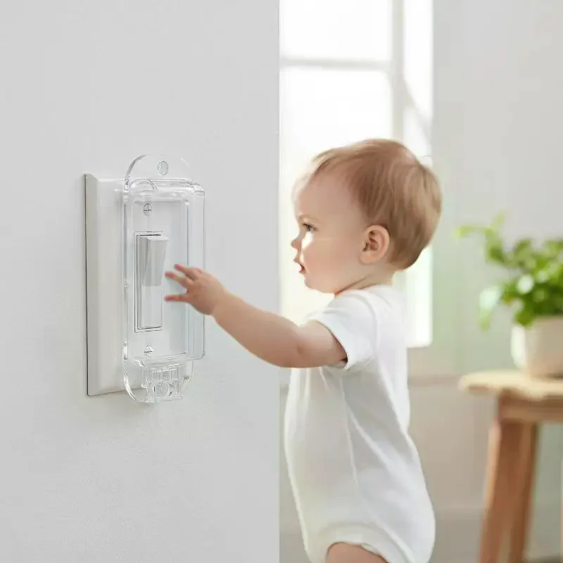 Child Safety Rocker Switch Protective Cover Transparent White Toggle Switch Guard Prevent Kids Touch Wall Switch Protector