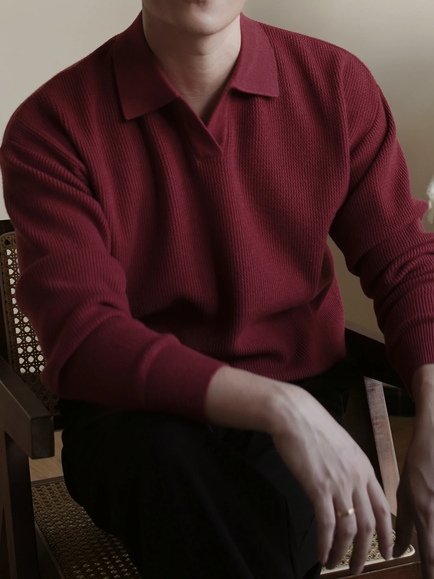 

[Wool Modal Blend] Autumn and Winter Seagull Collar Loose Warm Sweater Men's Christmas Red Knitted Sweater