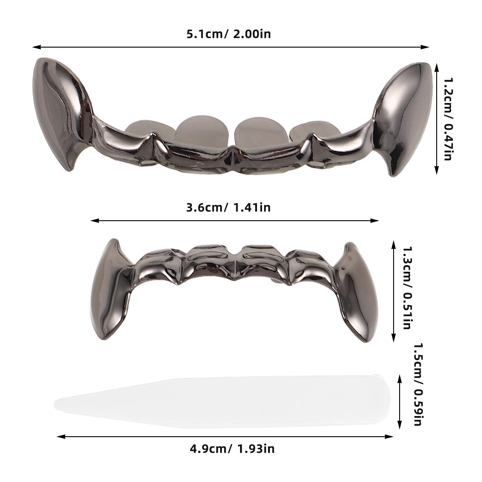 2Pcs Reusable Washable Hip Hop Teeth Grills Halloween Party Fake Teeth Caps Exquisite Workmanship Fashion Accessory