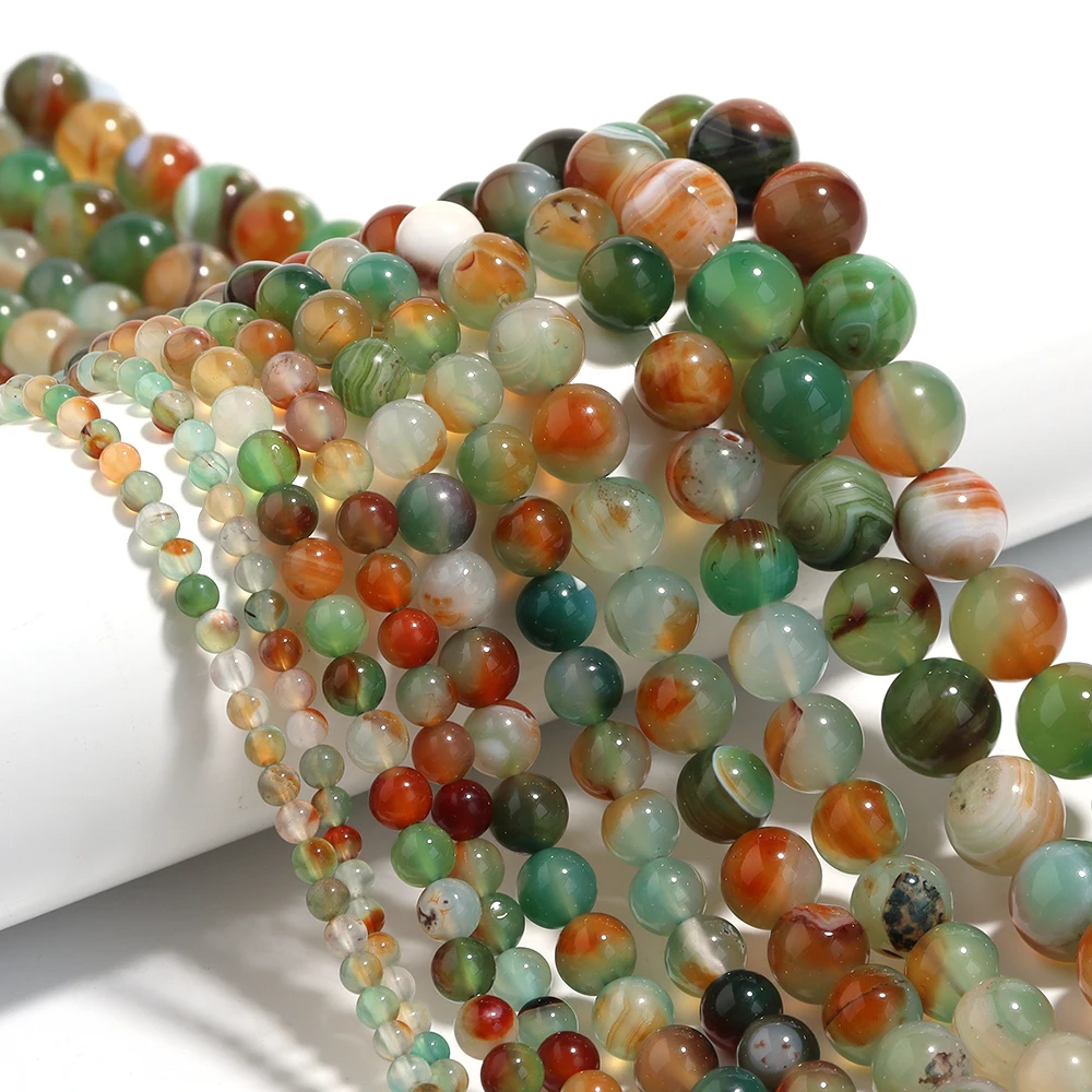 

4 6 8 10 12MM Natural Colorful Agates Round Loose Stone Beads For Jewelry Making Charm Diy Bracelet Necklace Earrings Material