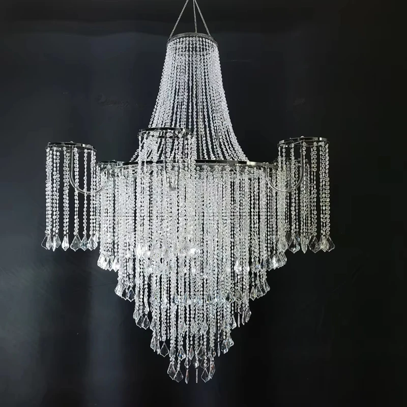 Luxury Hotel Stage Wedding Home Venue Decoration Light Lampshade Fashion Crystal Chandelier Ceiling Bead Curtain Pendant 2-5 pcs