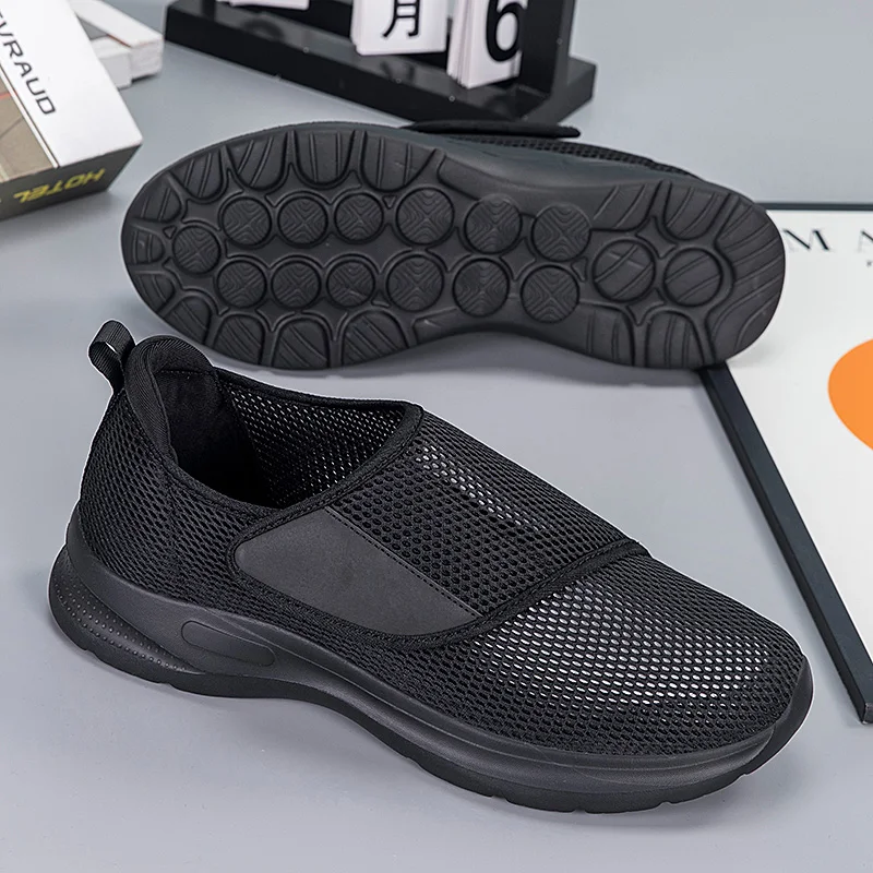 Uomo Donna Ortopedia Piedi larghi Passeggiata gonfia Scarpe casual Unisex Regolazione del pollice Scarpe per diabetici morbide e confortevoli Nero 36-46