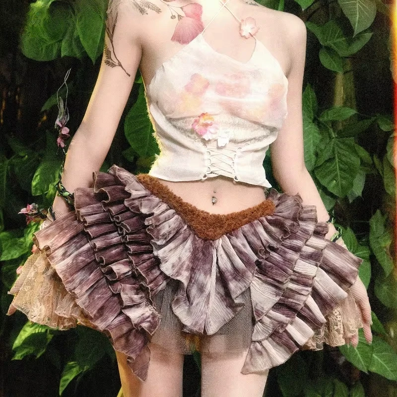 Japanese Style Women's Sweet Chiffon Pleated Skirt Leggings Culottes Fairy Spring Summer 2025 Mini Short Skirts Y2k Clothes Girl