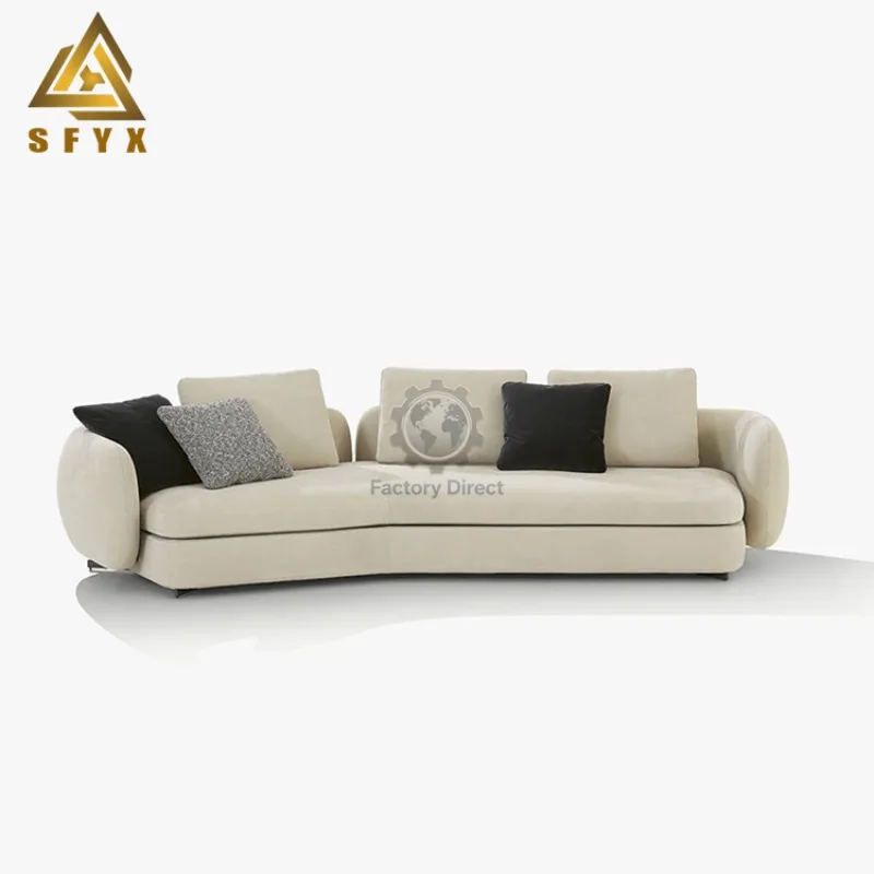 

Italian Luxury Furniture Sectional Modern Sofa Set Villa Fabric Upholstered Living Room Curved Custom Sofa