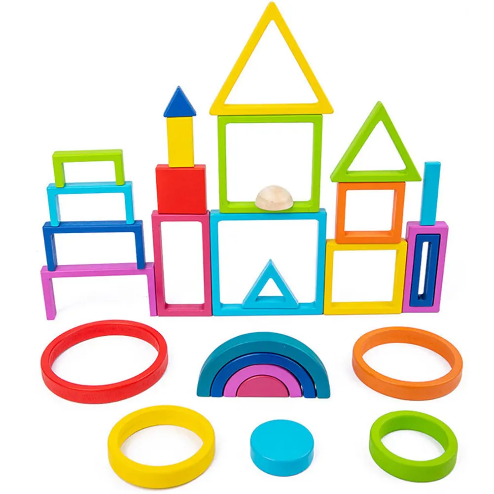 1Set Smooth Sanded Wooden Color Shape Matching Puzzle for Toddlers Early Learning Game Supports Hand Eye Coordination Color