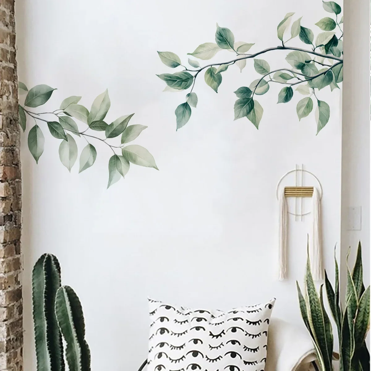 Small Fresh Green Leaf Vine Bedroom Living Room Dormitory Beautifying Wall Stickers Self-adhesive room decor wall decor
