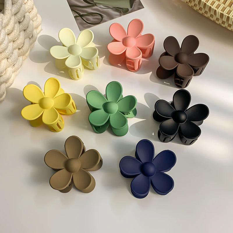 New simple frosted flower grab hair clips women fashion ponytail shark cawl clip colorful hairpin girls hair accessories