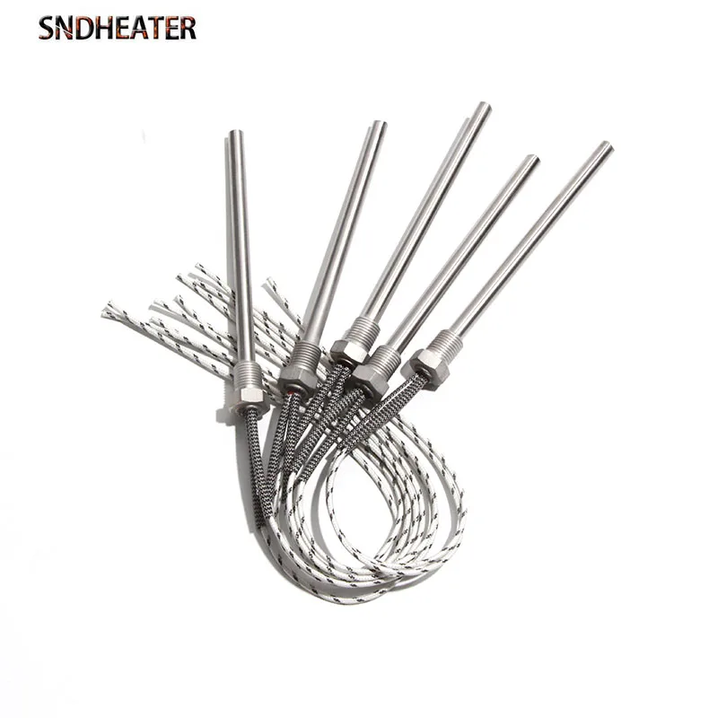 SNDHEATER 1pc Heating Resistance Element 220V DN8 G1/4 12.8mm Thread Cartridge Heater 304SS 8x500-600mm for Packaging Machine