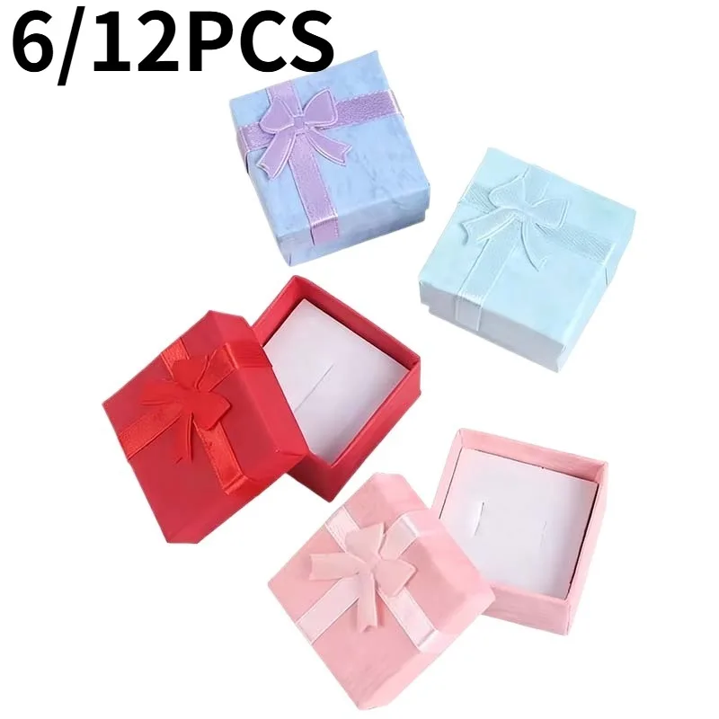 6/12 قطعة صندوق تخزين خاتم متعدد الألوان مجوهرات صغيرة تغليف خاتم عيد الميلاد السنة الجديدة هدية عيد ميلاد صندوق خاتم متعدد الألوان #1
