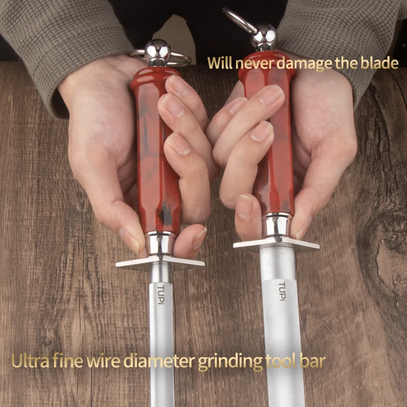 

Professional Knife Sharpener - High Quality Honing Steel Rod 15/17" with Grip | Butcher Grade for Home/Commercial Use