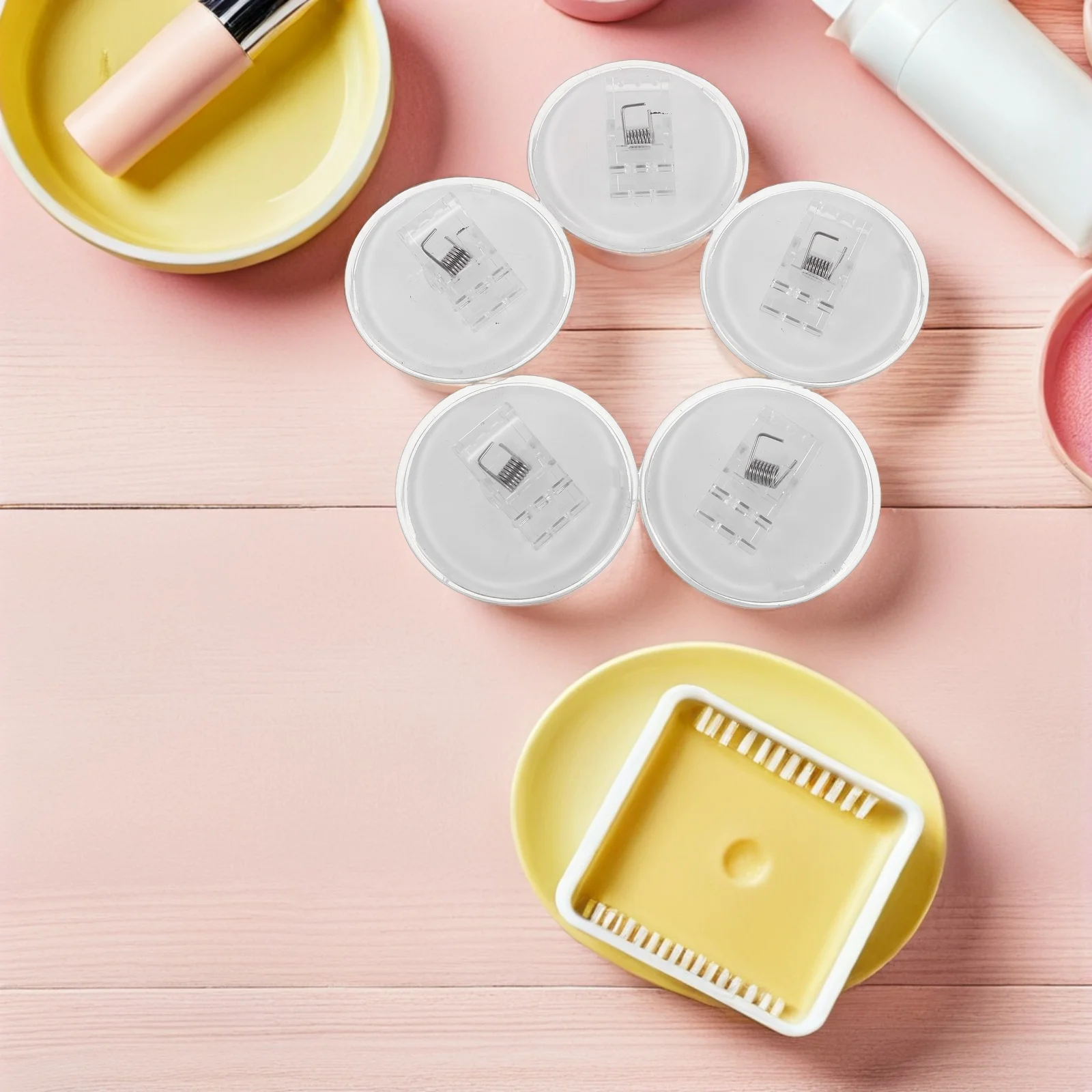 

15Pcs Self Adhesive Transparent Shower Curtain Clips Clear Plastic Holders for Liners Windproof Splash Guard No Drilling