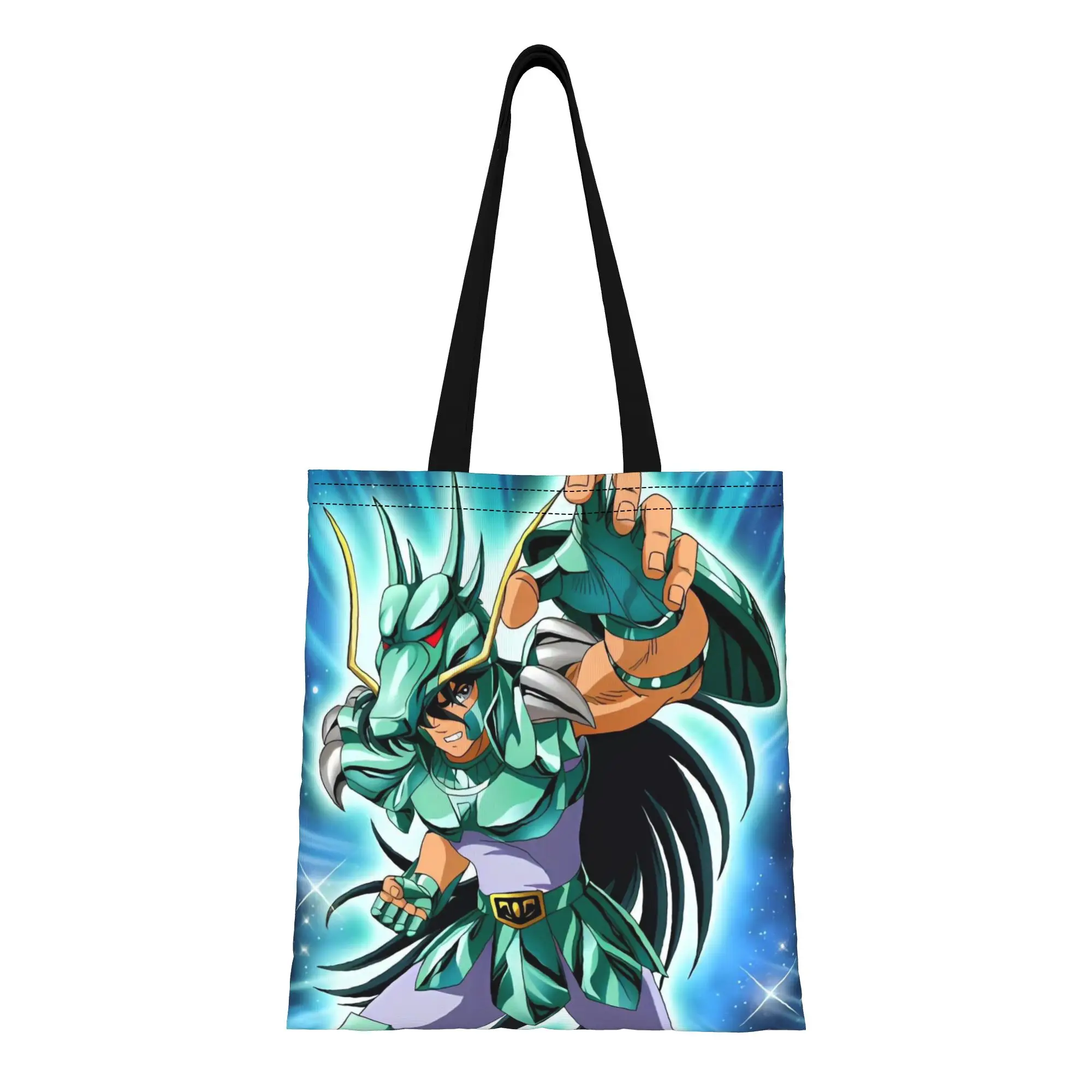 

Сумка-шоппер из холщовой ткани Saint Seiya Shiryu (10) к началу учебного года, идеально подходит для покупок, женская сумка с верхней ручкой