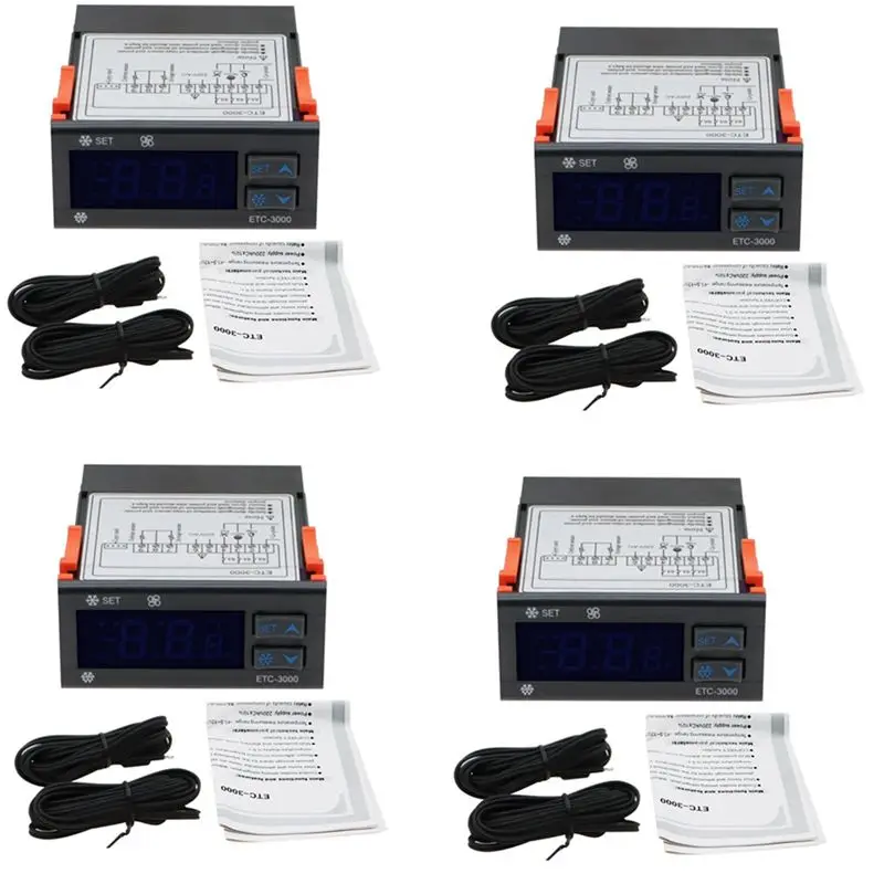 

A84X-4X ETC-3000 Мини-терморегулятор для холодильника, термостат, NTC, двойной датчик, 220В, скидка 40%