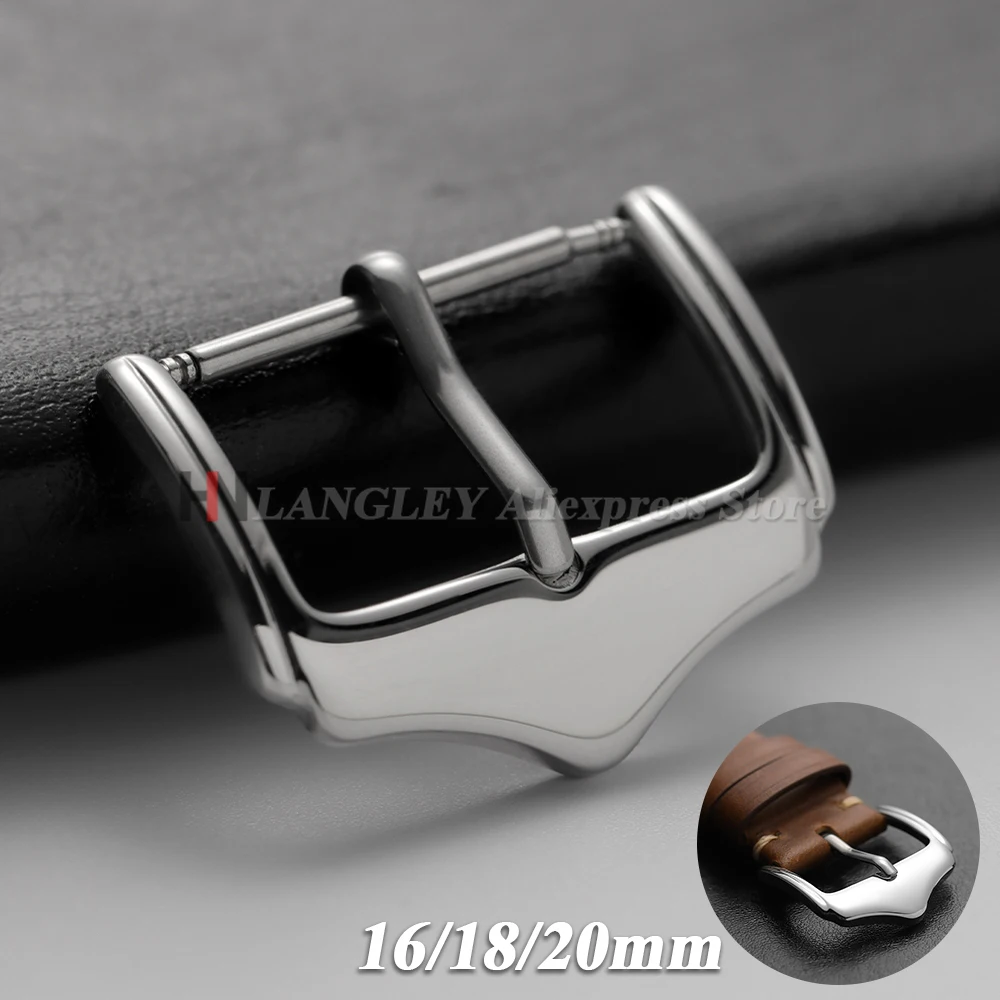 Fivela de relógio de aço inoxidável, pulseira de botão, fecho de pino para pulseira de relógio, fivela de substituição, 16/18/20mm, acessórios de relógio polido