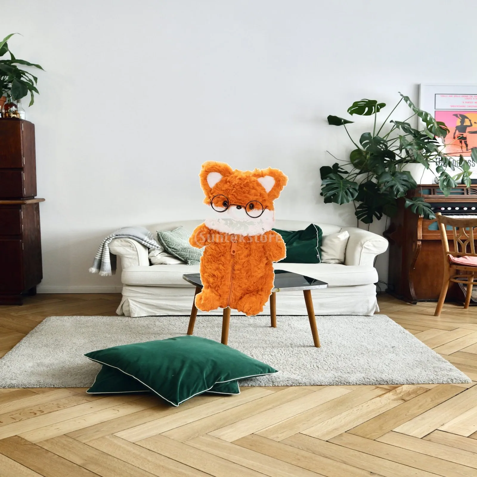 Cartoon Fox Plush Pencil Case Soft Pen Pouch for Kids Teens Office School Supplies Animal Storage Organizer