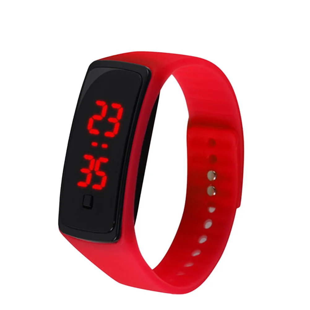 Children Outdoor Wrist Watch LED Digital Unisex Student Silicone Band Fashion Design Adjustable Clear Screen Time Date Display