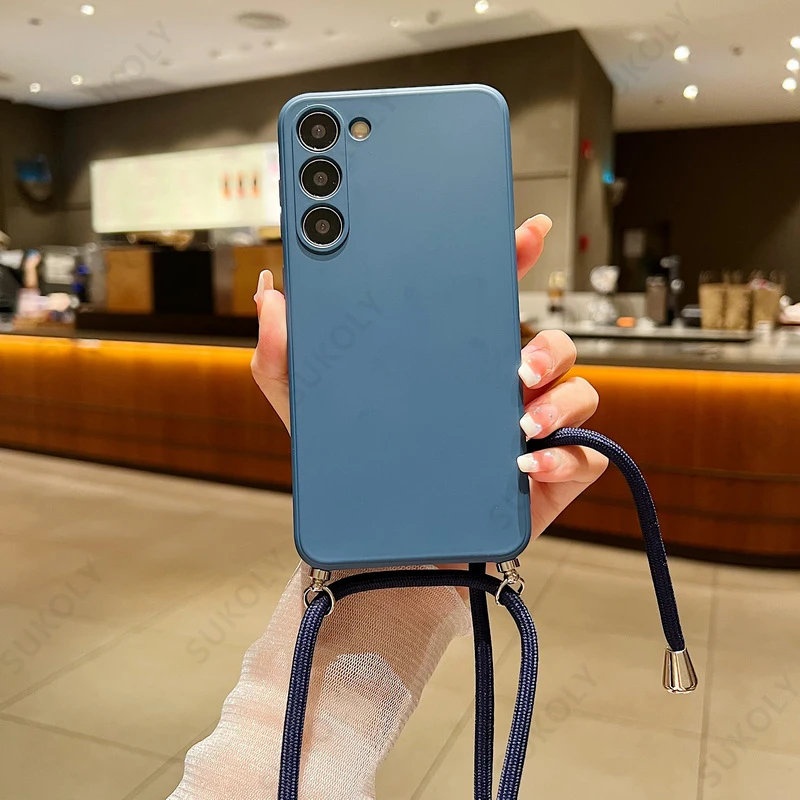Crossbody Lanyard Soft Case für Samsung Galaxy S23 FE S25 Edge S26 S24 Ultra A17 A57 A37 A55 A56 A16 5G Flüssigsilikon-Hülle