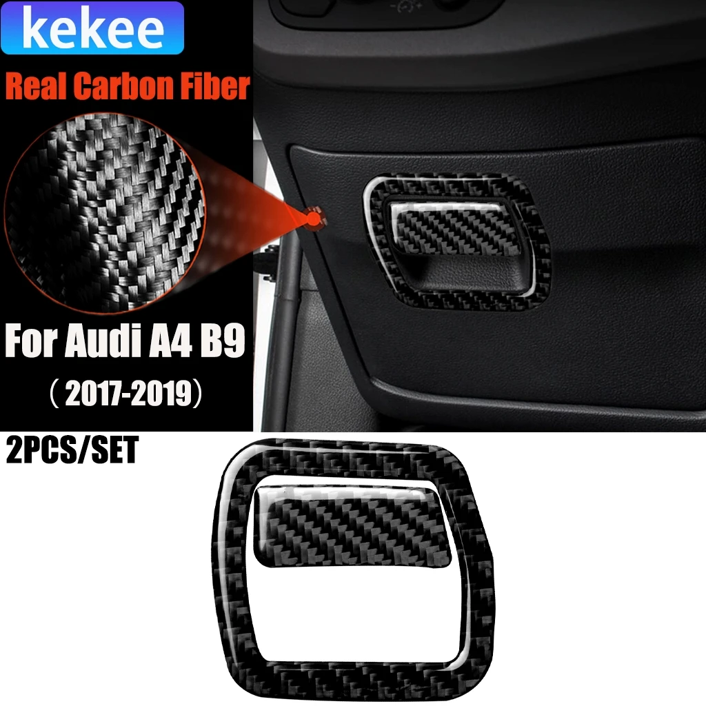 

Carbon Fiber Car Accessories Driver Storage Handle Modified Interior Trim Cover Soft Sticker For Audi A4 B9 RS4 S4 2017-2019
