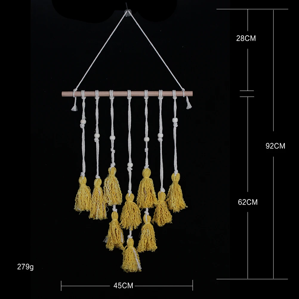 

Handmade Tassel Woven Wall Hanging Decor Dream Catcher Home Room Window Car Ornament Yellow 62X45Cm Creative Boho Gift Lovers