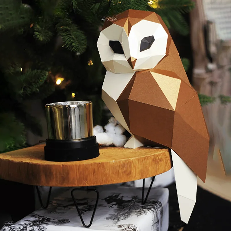 

40cm Owl Handmade DIY Paper Model Home Decor Room Ornament Desk Table Decoration Papercraft 3D Craft Artwork Creative Toys