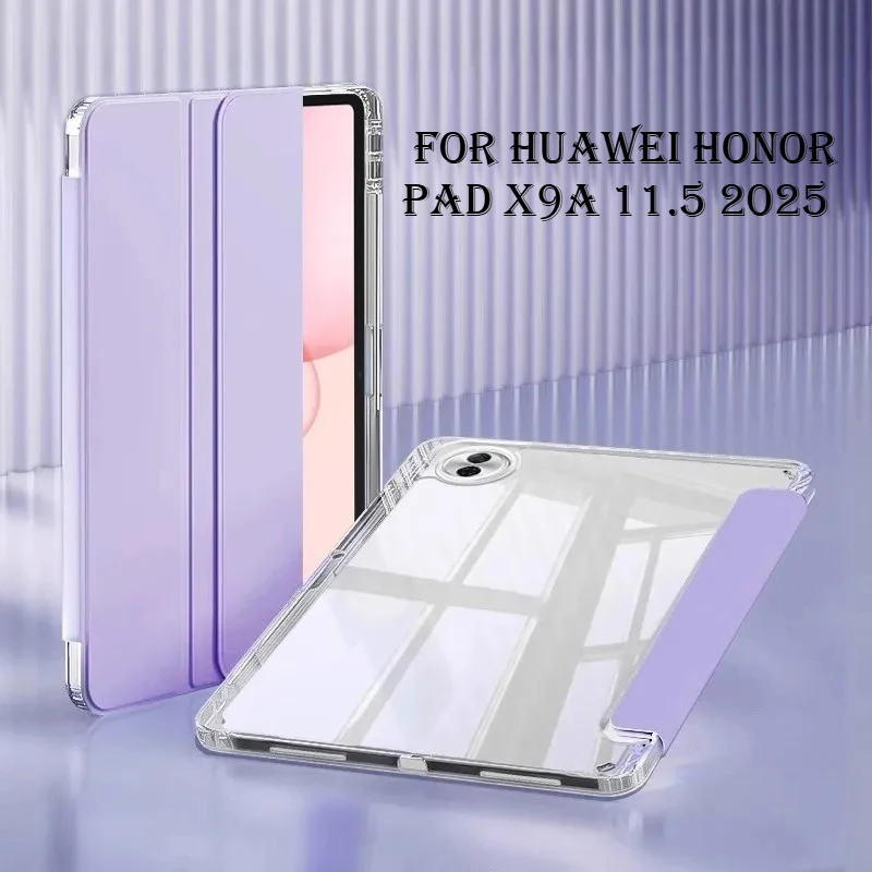 

For HUAWEI Honor Pad X9a 11.5 2025 X8a 11 V9 GT 11.5 X9 Clear Acrylic Tablet Case PU+PC Shockproof Protector Cover with Pen Slot