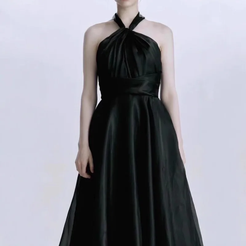 Elegante festa vestidos de noite rosa preto a linha tule halter vestido de baile sem mangas rendas até vestidos de ocasião formal personalizados