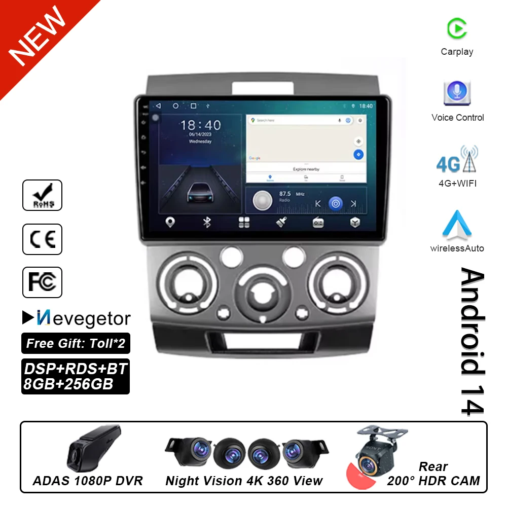 For Ford Everest Ranger For Mazda BT50 BT-50 2006 - 2011 Car Radio GPS Navigation Multimedia Player Android Carplay No 2din DVD