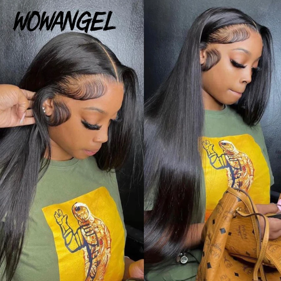 Wow Angel HD Lace Front Wigs 36inch Straight Wig Clean Hairline Melt Skin Invisible 13x6 HD Lace Front Human Hair Wig Glueless