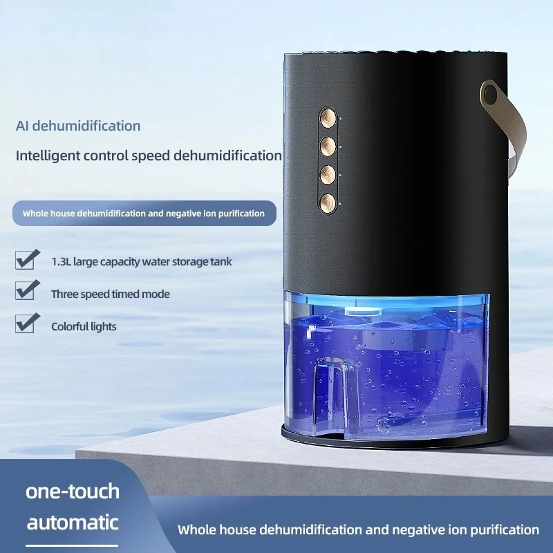 Dehumidifier Moisture Absorber Portable Air Purifier Moisture Control Compact Moisture Deodorizer 1.3L Water Tank Dehumidifier