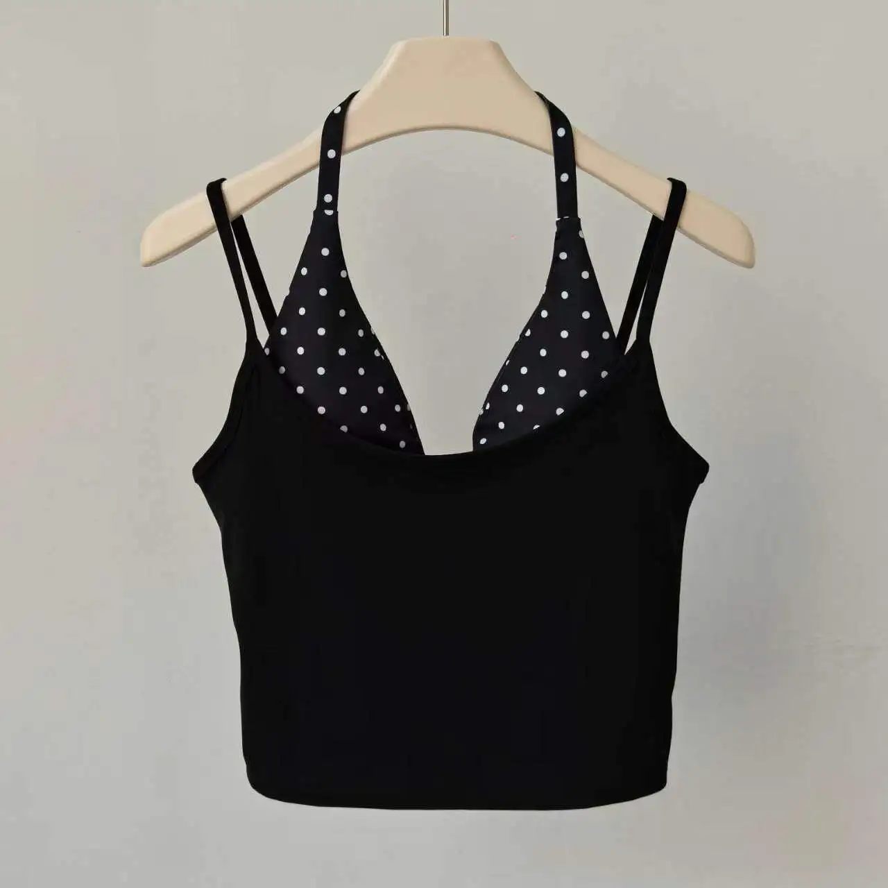 Yoga-Top für Damen, Neckholder, Fake-Two-Piece, Push-up, stoßdämpfend, Trainingsunterwäsche, Pilates, Laufen, Fitnessbekleidung, BH-Oberteil – Detail 6