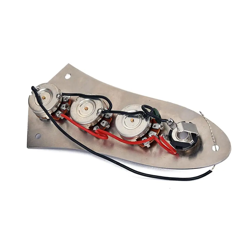 Fully Loaded Jazz Bass Wiring Harness Control Plate Alloy Carved Design with Knobs and Jack for JB Style Bass