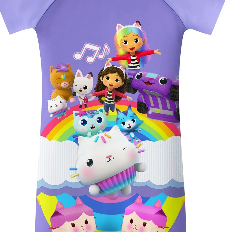 Gabby\'s Dollhouse-traje de baño de una pieza para niña, conjunto de gorros y bañador con estampado de dibujos animados, ropa de playa para niño,
