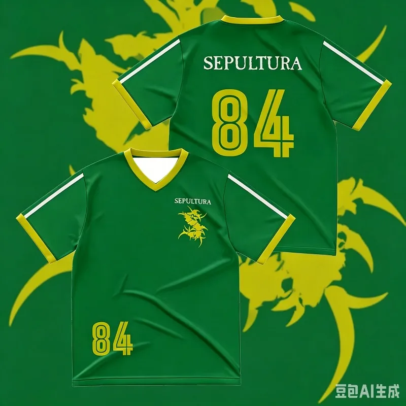 2026 Sepultura 84 Soccer Jersey Death Metal Band Graphic Tee Breathable Summer Streetwear Top Men Women Breathable Family Tee