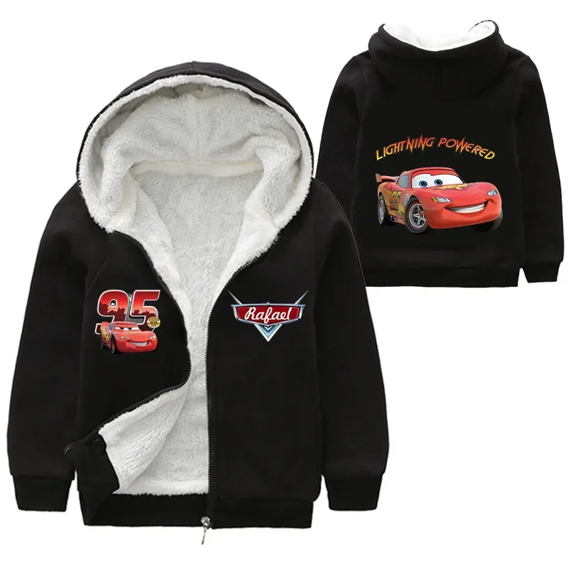 Children Winter Thick Coat Cartoon Pixar Cars Lightning McQueen Baby Boy Outerwear Kid Girl Zipper Jacket Pullover Overcoat 2-16