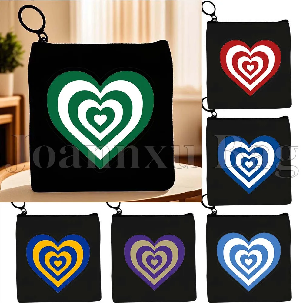 

Aesthetic Retro Cute Love Heart Pink Blue Green Powerpuff Girls Hearts Canvas Coin Purse Key Case Small Bag Card Wallet Pouch