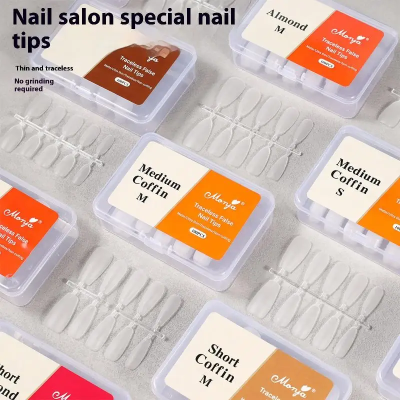 ●100Pcs/box Fake Nails NO Polishing No Trace Demal Press On False Thin Nail Tips For Extension Home DIY
