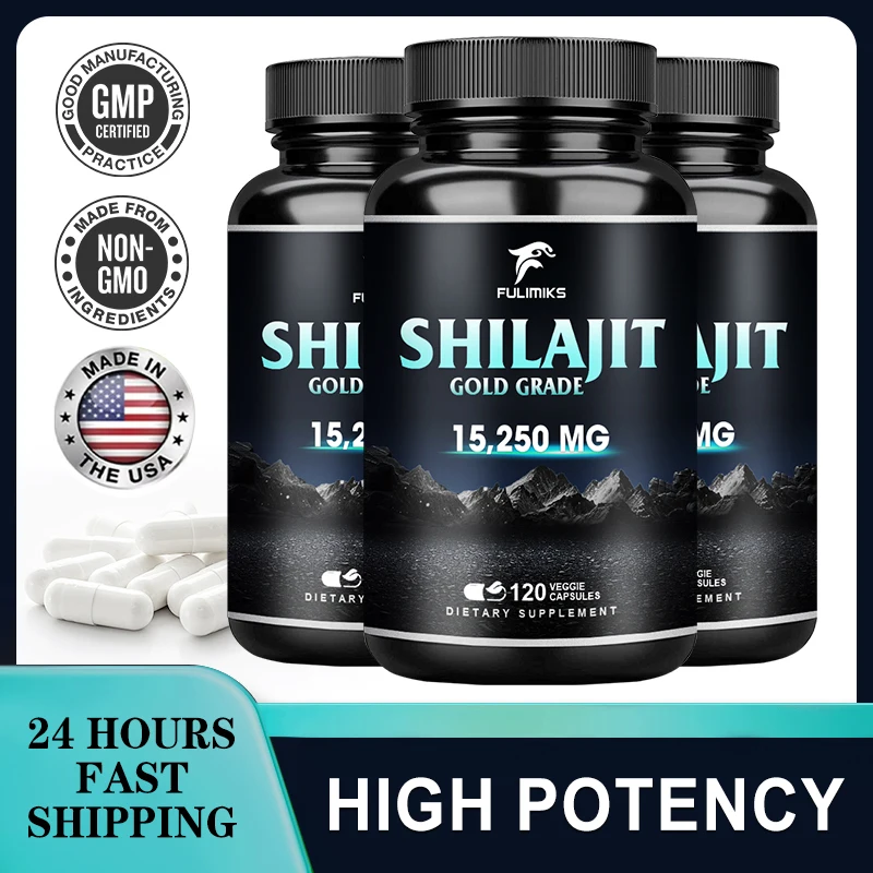 Kapsul Himalaya Shilajit Asli Kaya Mineral & Asam Fulvic untuk Energi, Kekuatan Otot & Imunitas, Daya Tahan untuk Dewasa