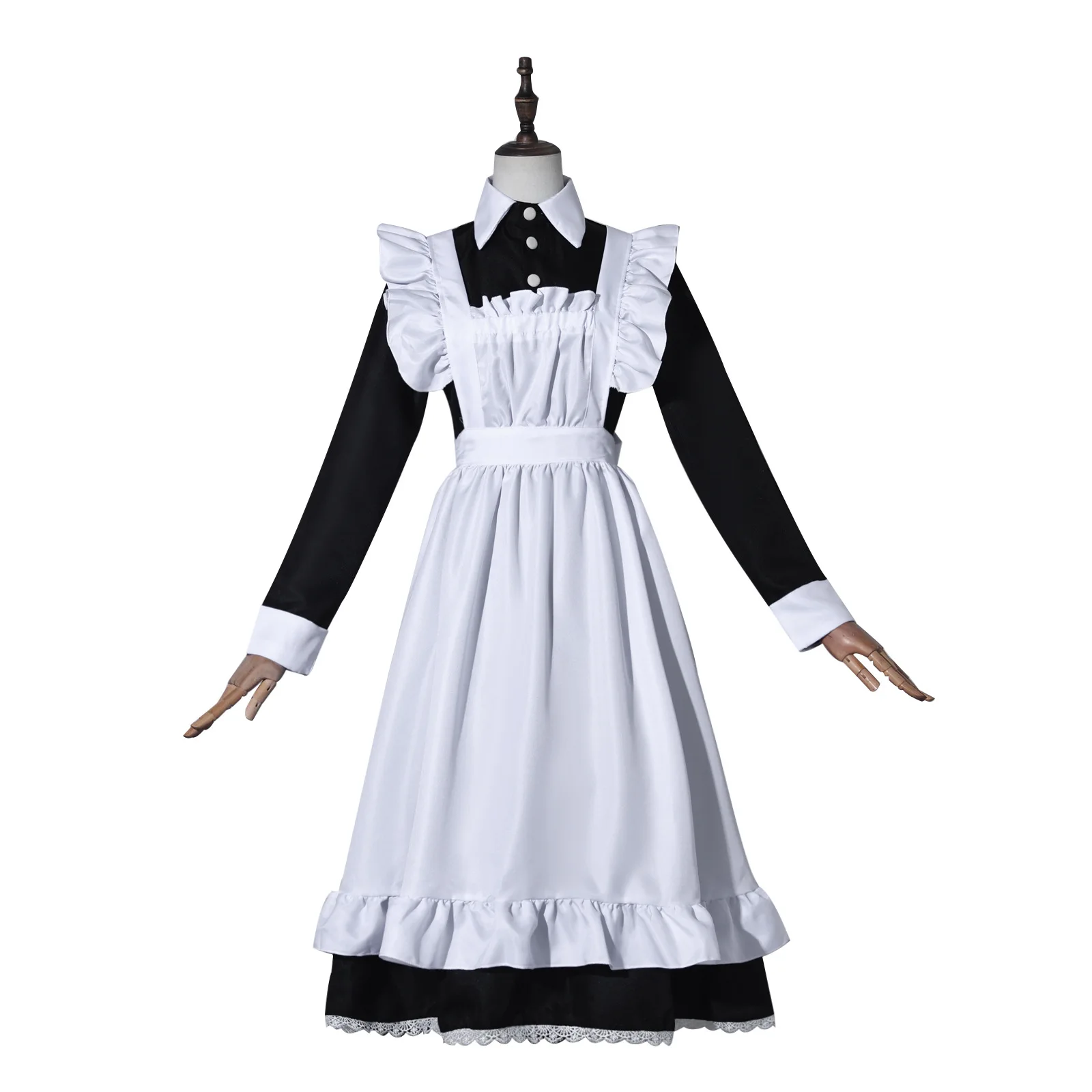 Kawaii Men Women Bowknot Lolita Dress Vintage Maid Cafe Workwear Cosplay Costumes Party Waitress Outfit Plus Size