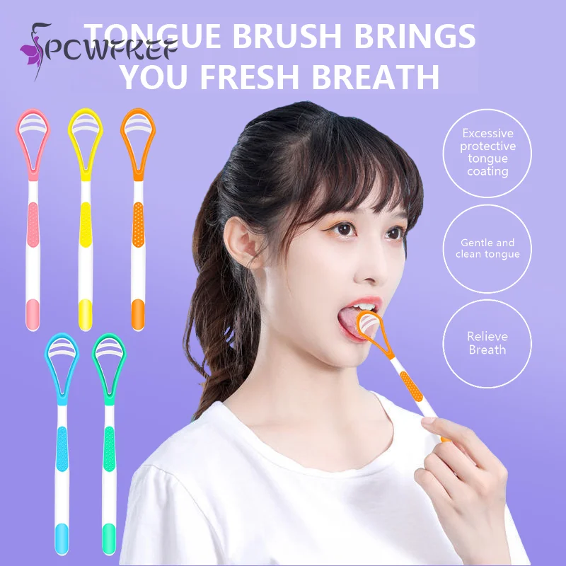 

Double Sided Soft Silicone Tongue Scraper Tongue Cleaner Brush Reusable Fresh Breath Cleaning Coated Tongue Toothbrush